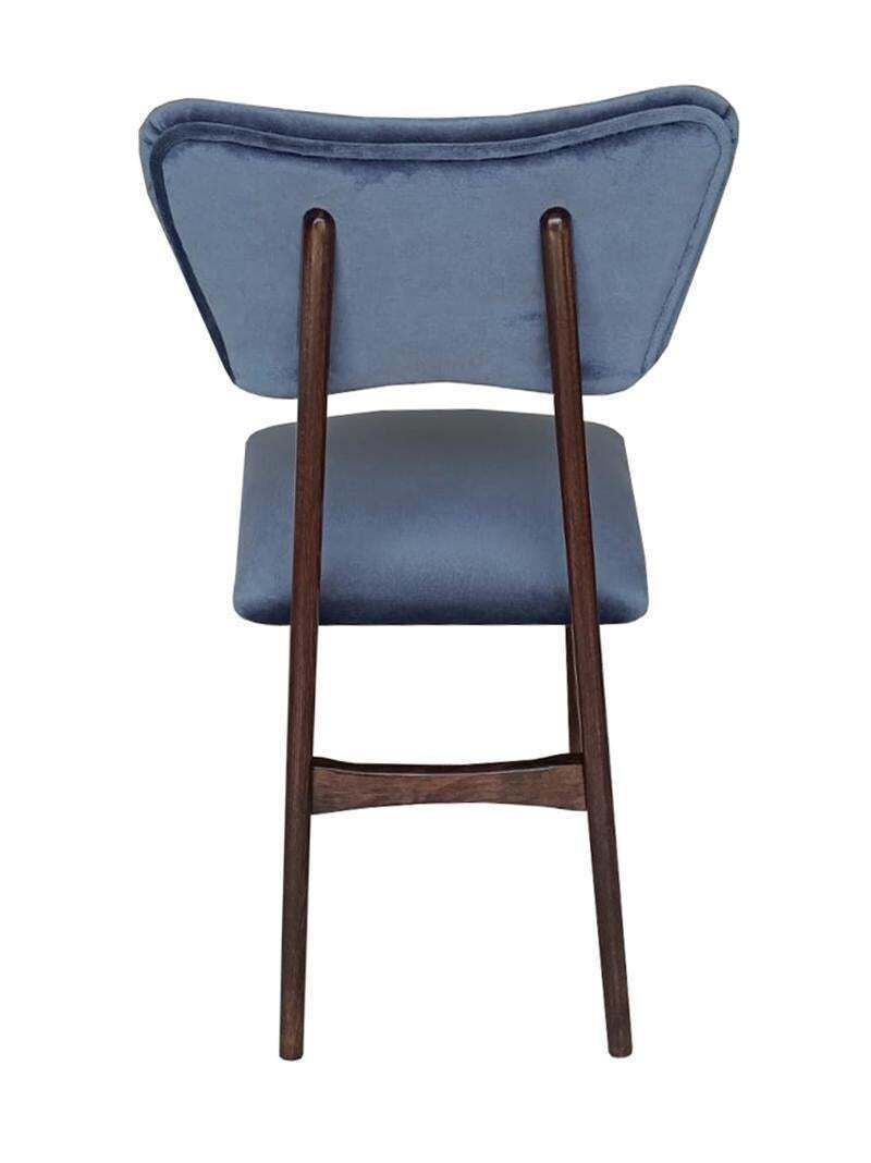 photo for sale Mid Century Butterfly Chair, Navy Blue Gray Fabric, Walnut Wood, Europe, 1960s