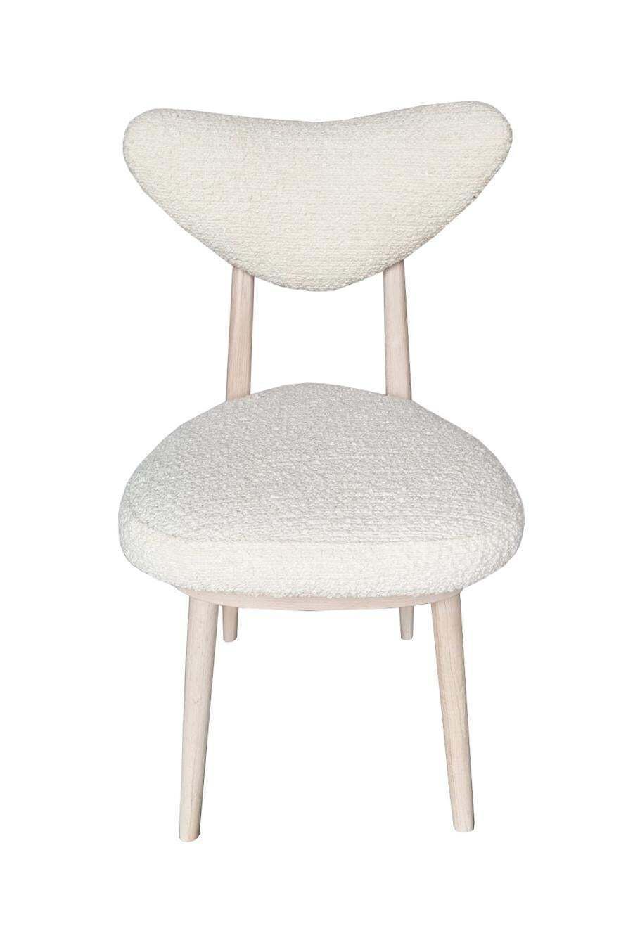 Mid Century Heart Chair White Boucle Fabric, Europe, 1960s photo Furniture