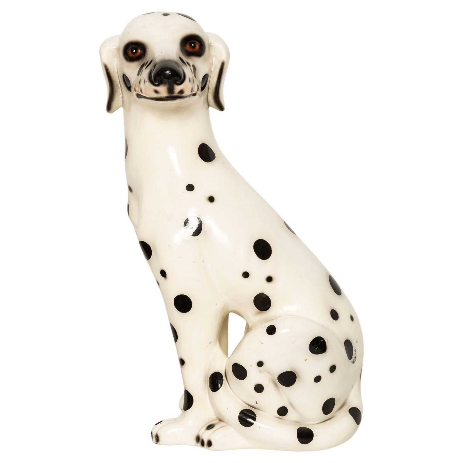 Mid Century White Big Dalmatian Dog Terracota Sculpture, Italy, 1960s