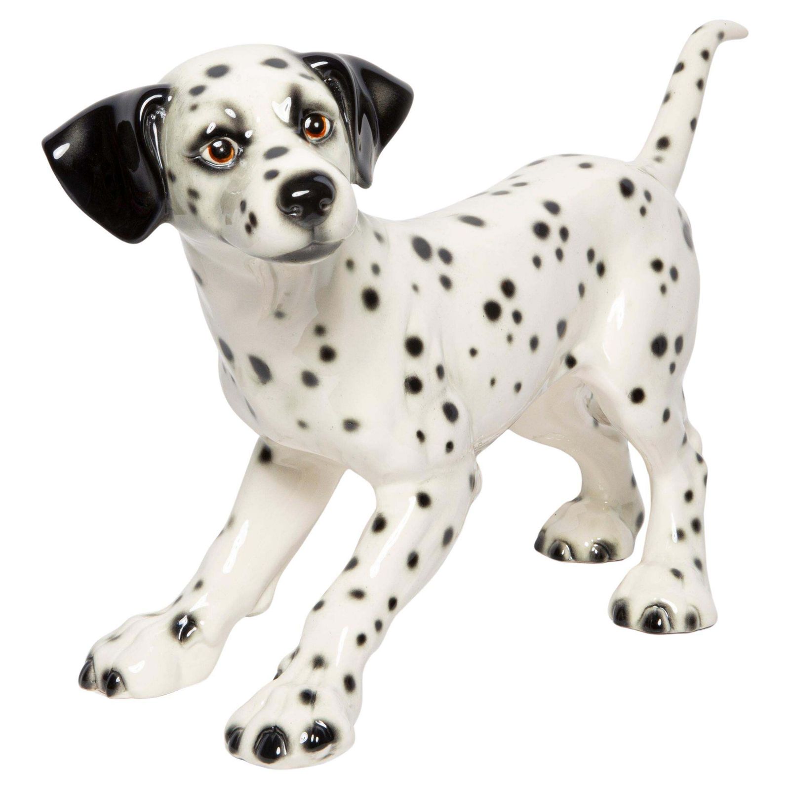 Mid Century White Big Dalmatian Dog Ceramic Sculpture, Goebel, Germany, 1960s