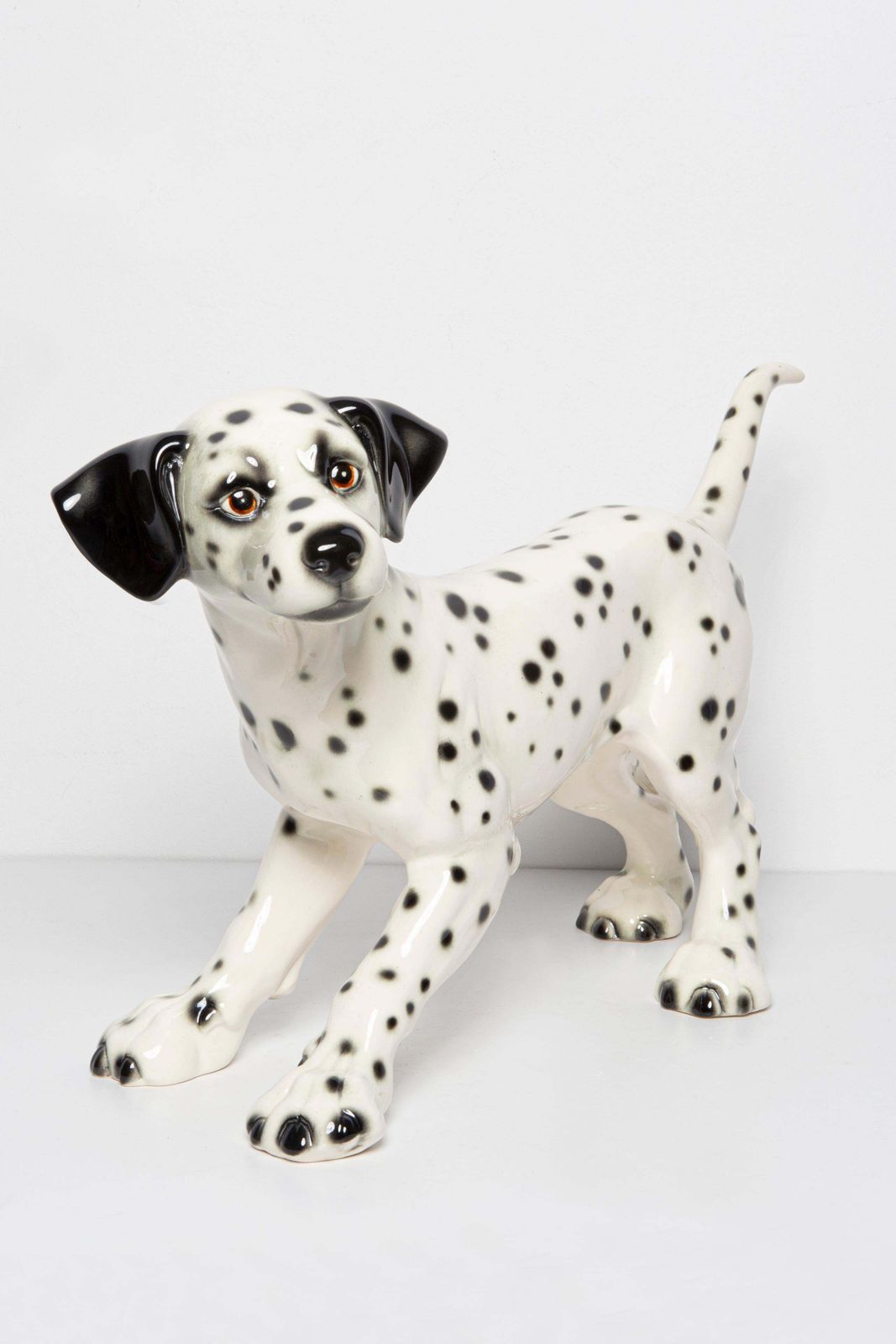 Mid Century White Big Dalmatian Dog Ceramic Sculpture, Goebel, Germany, 1960s photo for sale