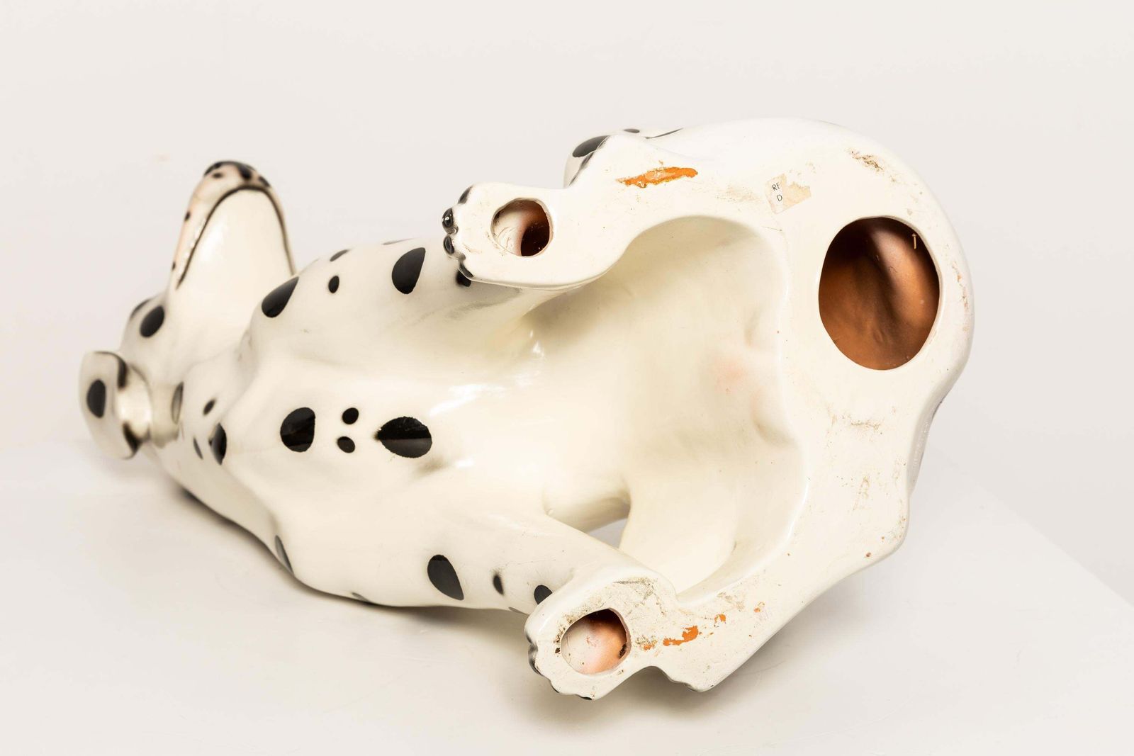 Art Mid Century White Big Dalmatian Dog Terracota Sculpture, Italy, 1960s photo