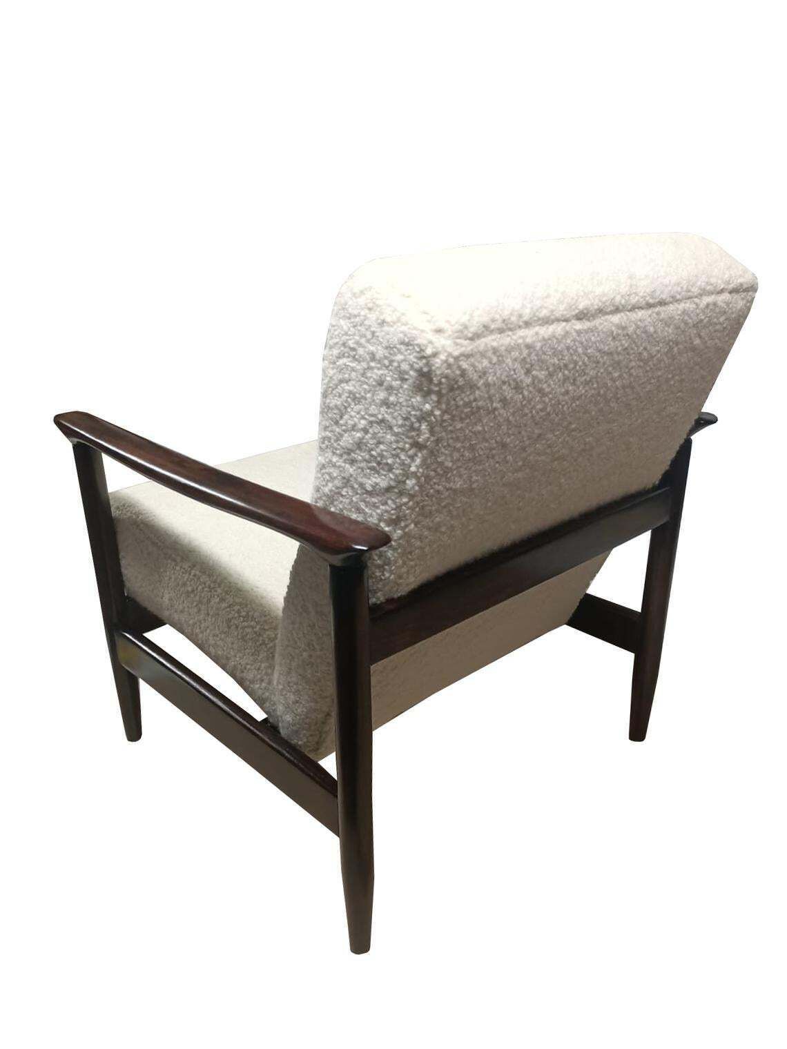 Mid Century White Boucle Armchair, Gfm 142, Edmund Homa, Europe, 1960s photo for sale
