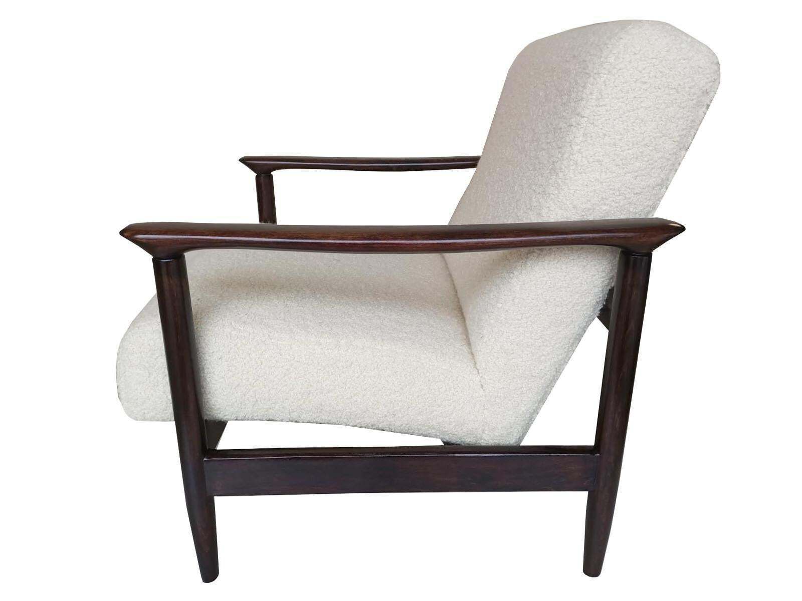 photo for sale Mid Century Witte Bouclé Fauteuil, Gfm 142, Edmund Homa, Europa, Jaren 1960
