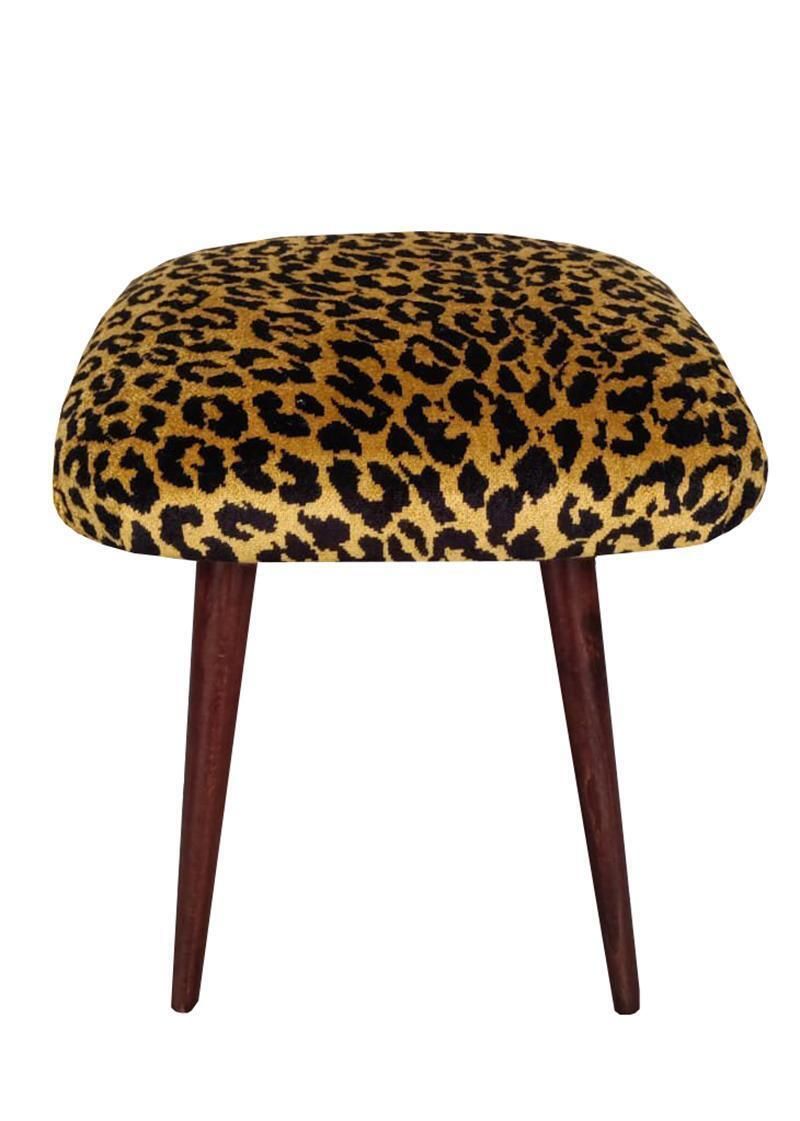 Pair Of Mid Century Leopard Velvet Stools, Europe, 1960s photo buy