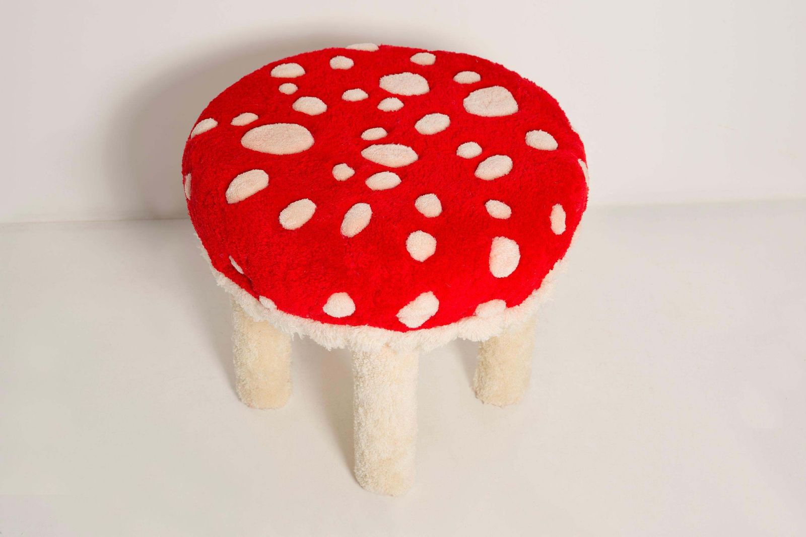 Mid Century Hand Tufting Mushroom Wool Stool, Europe, 1960s photo Furniture