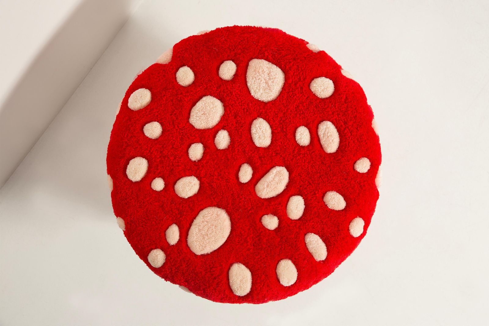 Mid Century Hand Tufting Mushroom Wool Stool, Europe, 1960s photo vinterior