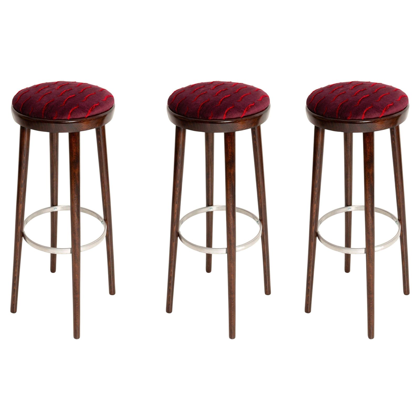 Drie Mid Century Barkrukken – Velvet Nouvelles Vagues Van Dedar, Europa, Jaren 1960
