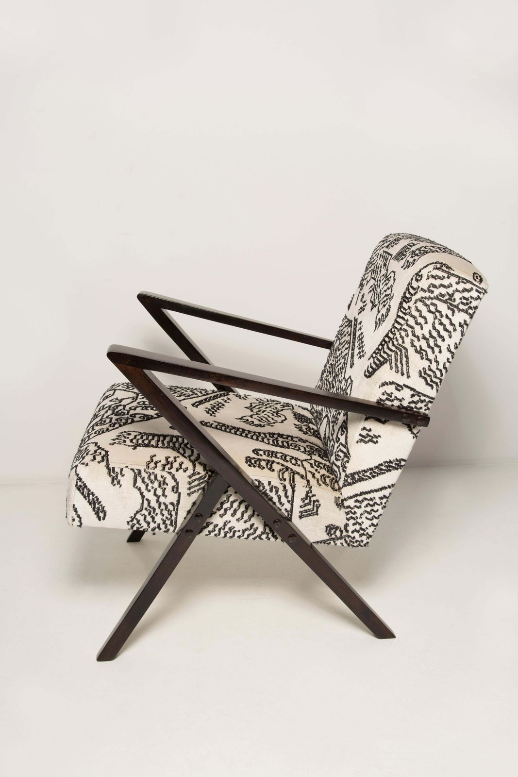 photo furniture Two Mid Century Zet Armchairs, Tiger Mountain Jacquard By Dedar, 1970s, Europe