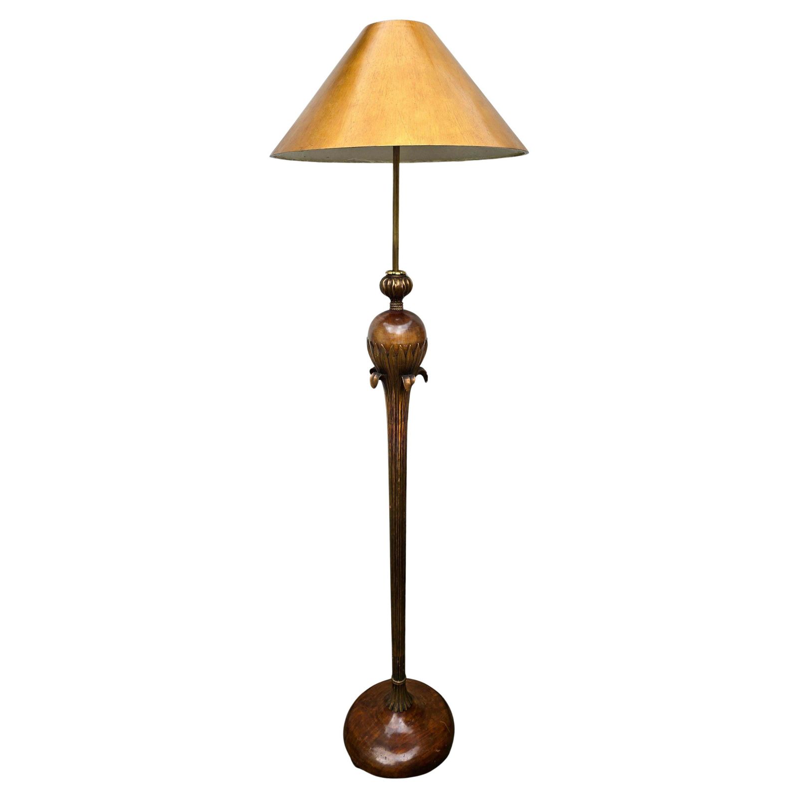 Gilded Wood Floor Lamp By Alfred Chambon, 1930s
