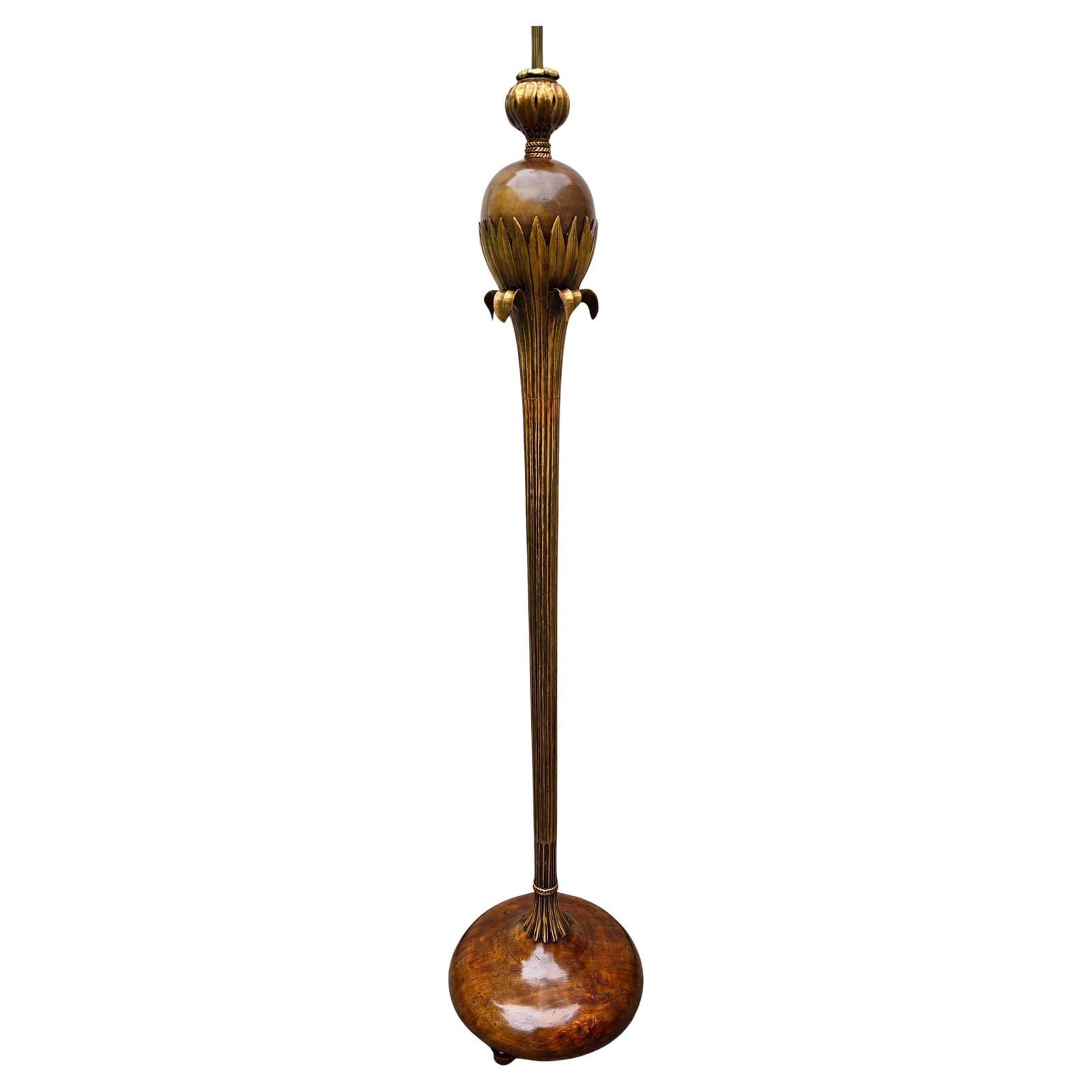 Gilded Wood Floor Lamp By Alfred Chambon, 1930s photo Lighting
