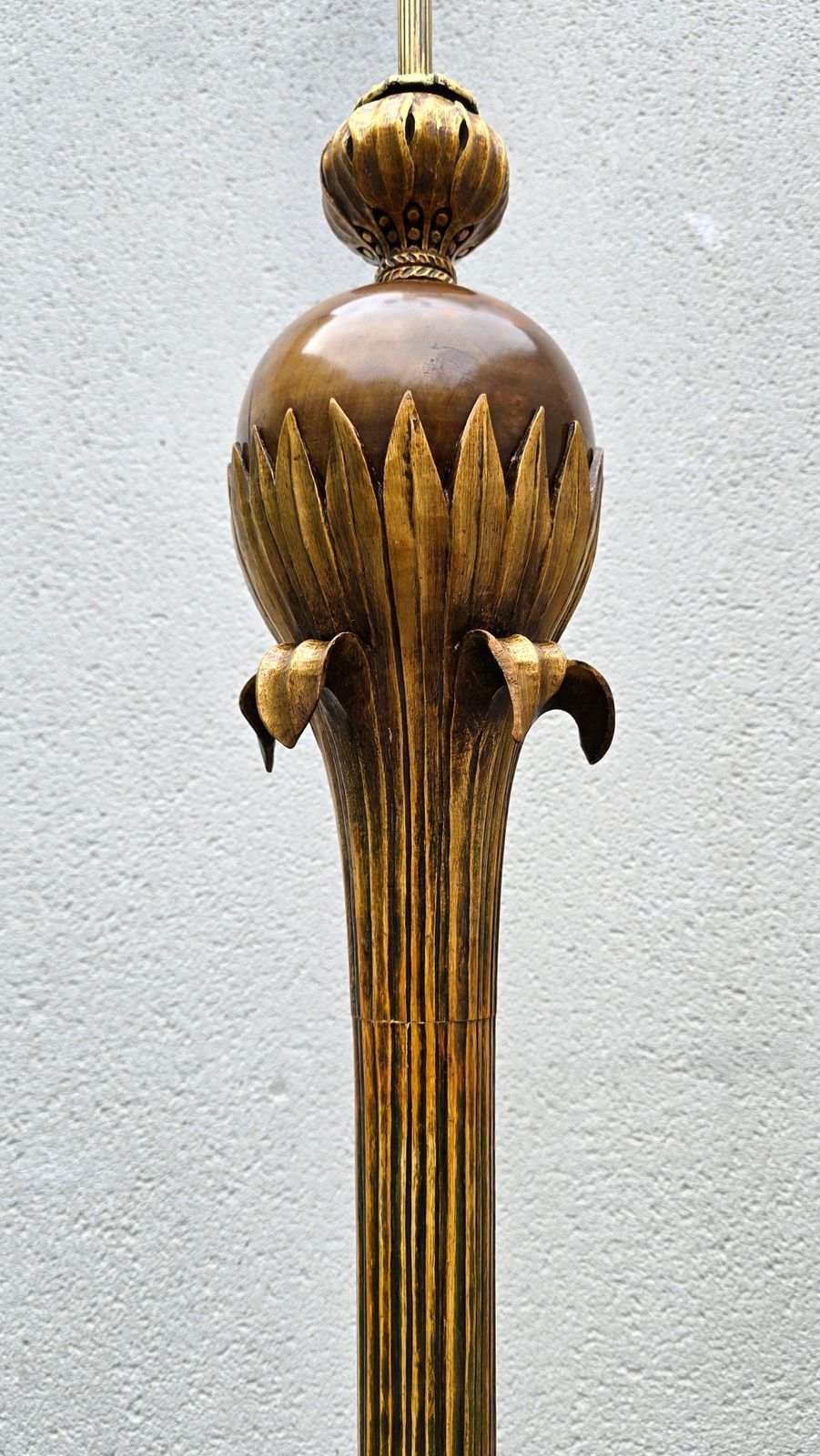 Gilded Wood Floor Lamp By Alfred Chambon, 1930s photo vinterior