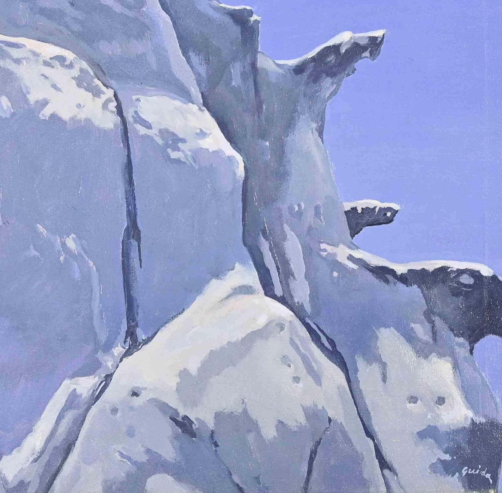 Gino Guidarocks (The White Rock In Ponza)   Paint By Gino Guida   1980s1980s photo for sale