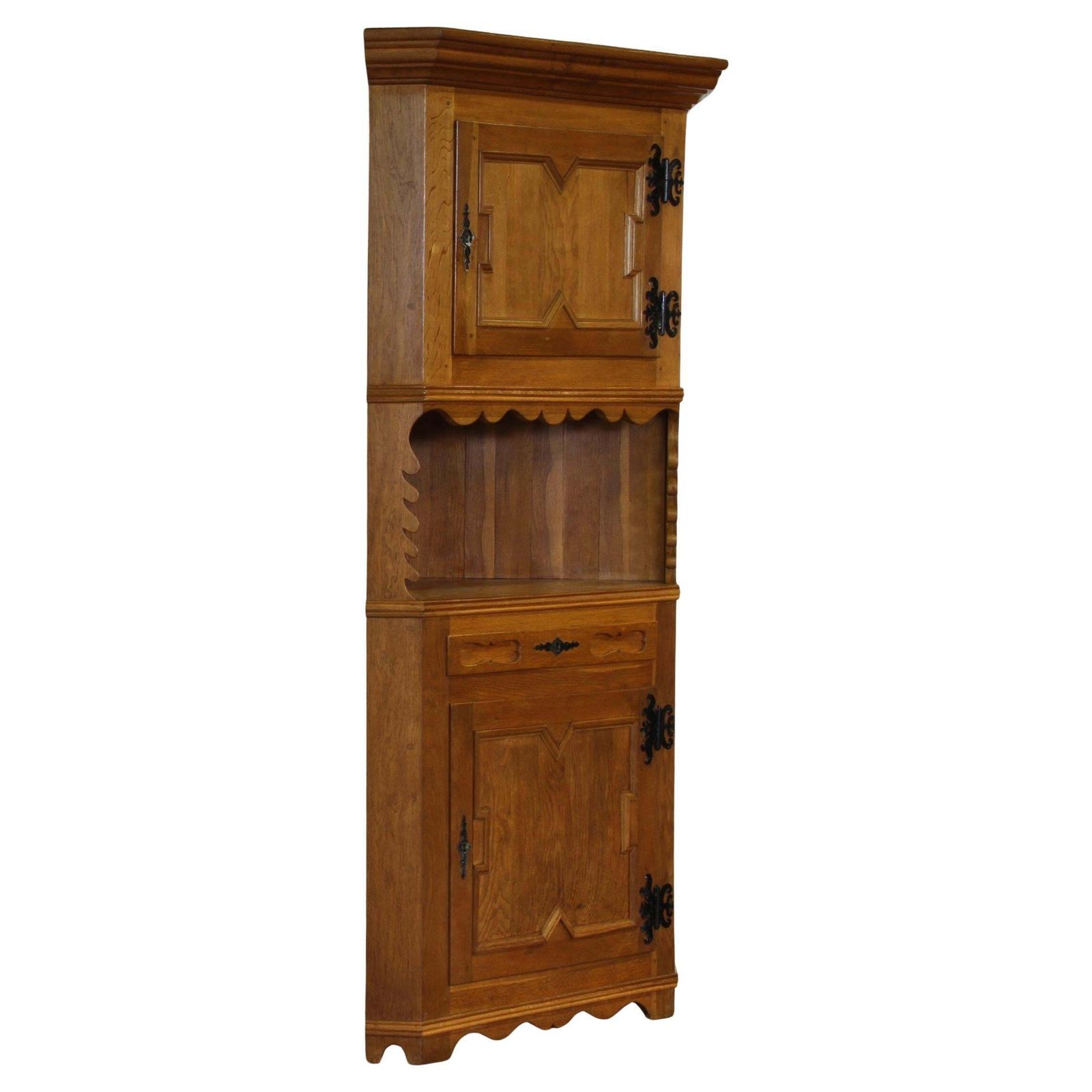 Vintage 1960s Corner Cabinet In Solid Oak Style Of Kjærnulf, Danish Modern