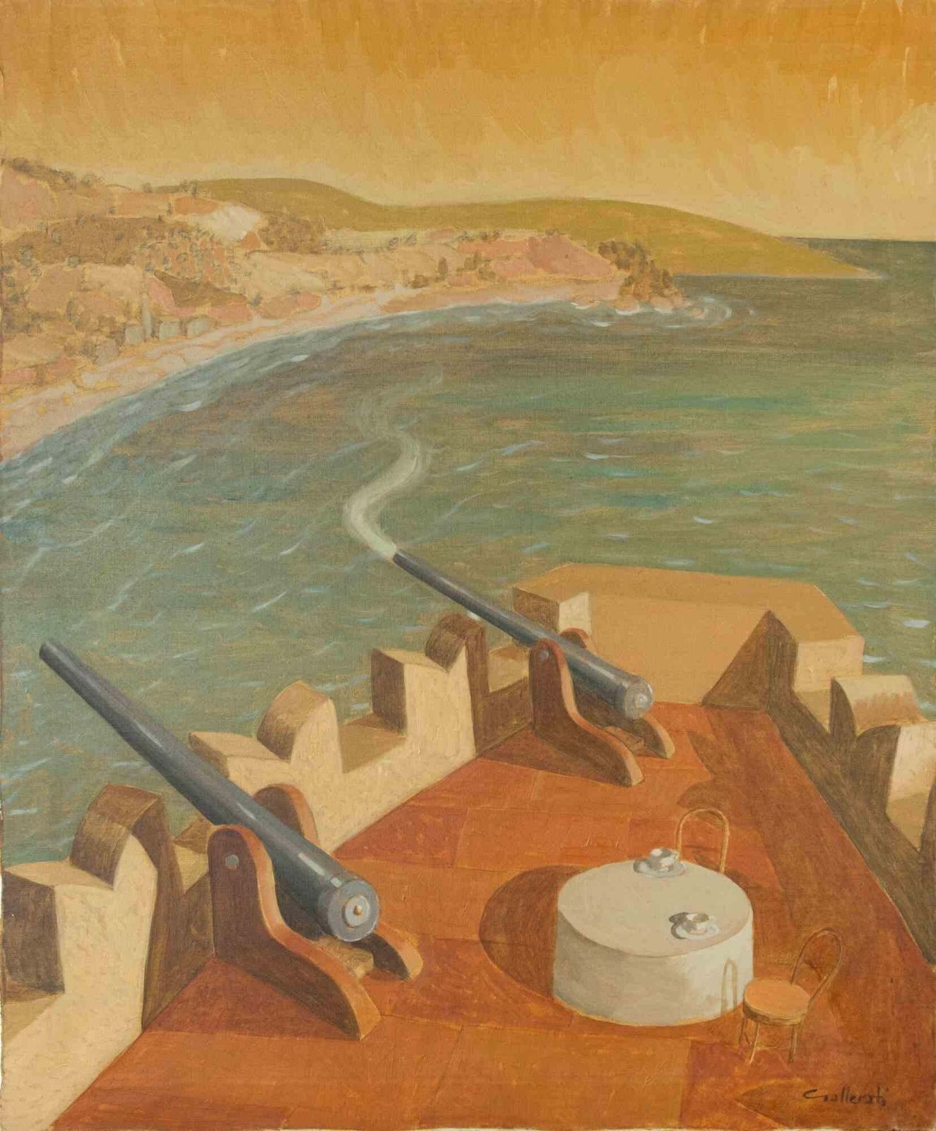 Alberto Galleratibombardment With Tea   Paint By Alberto Gallerati   1970s1970s