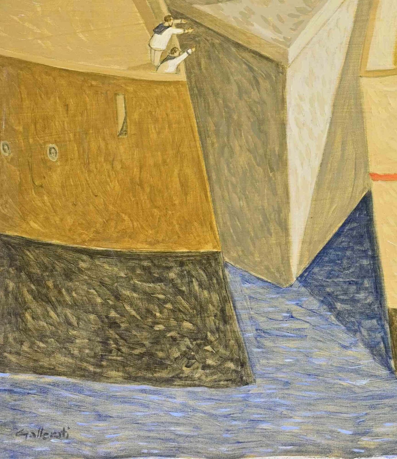 Alberto Galleratitwo Ships, Two Sailors   Paint By Alberto Gallerati   1970s1970s photo furniture