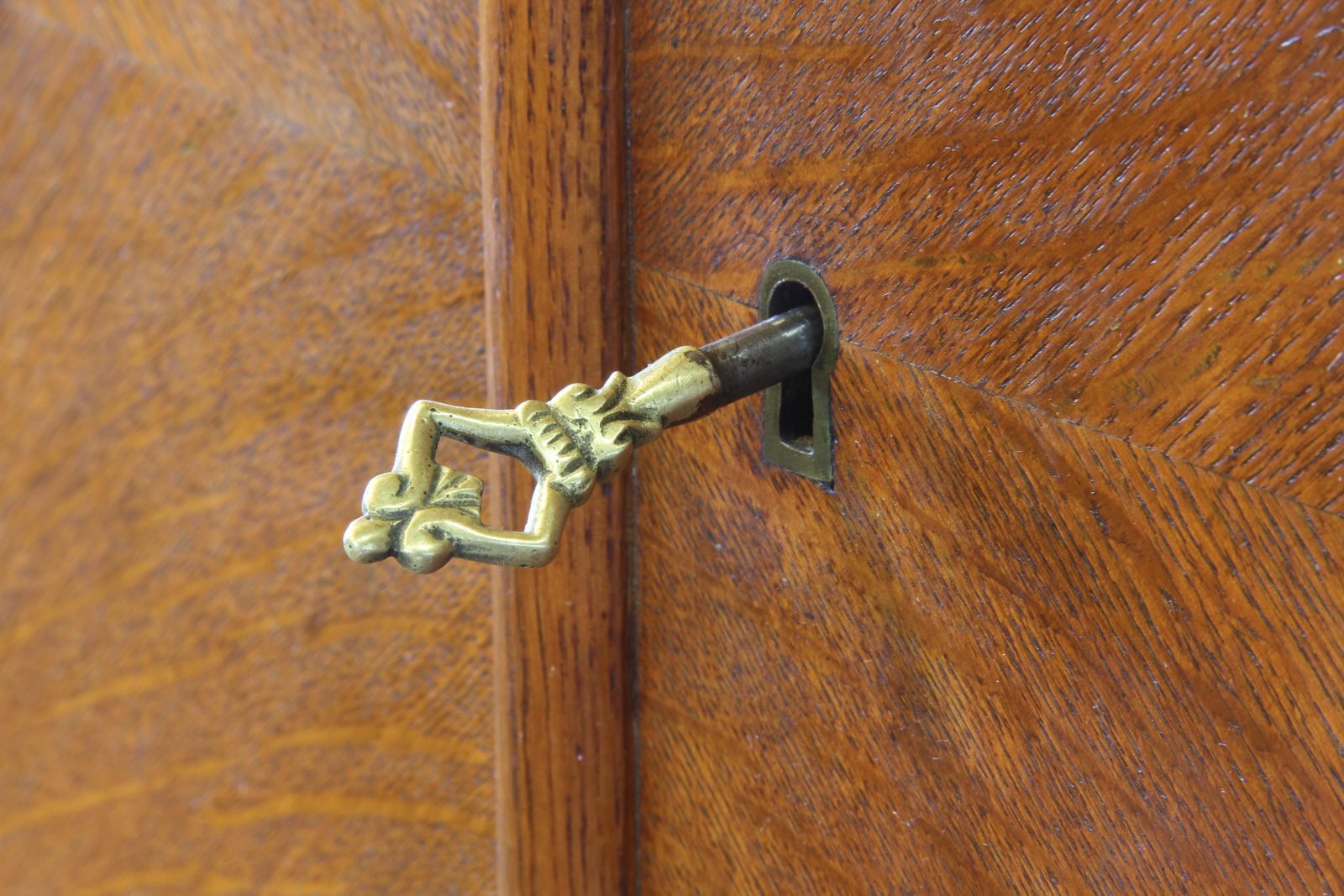 photo for sale Vintage Danish Oak Closet Linen Wardrobe 1940s Cabinet