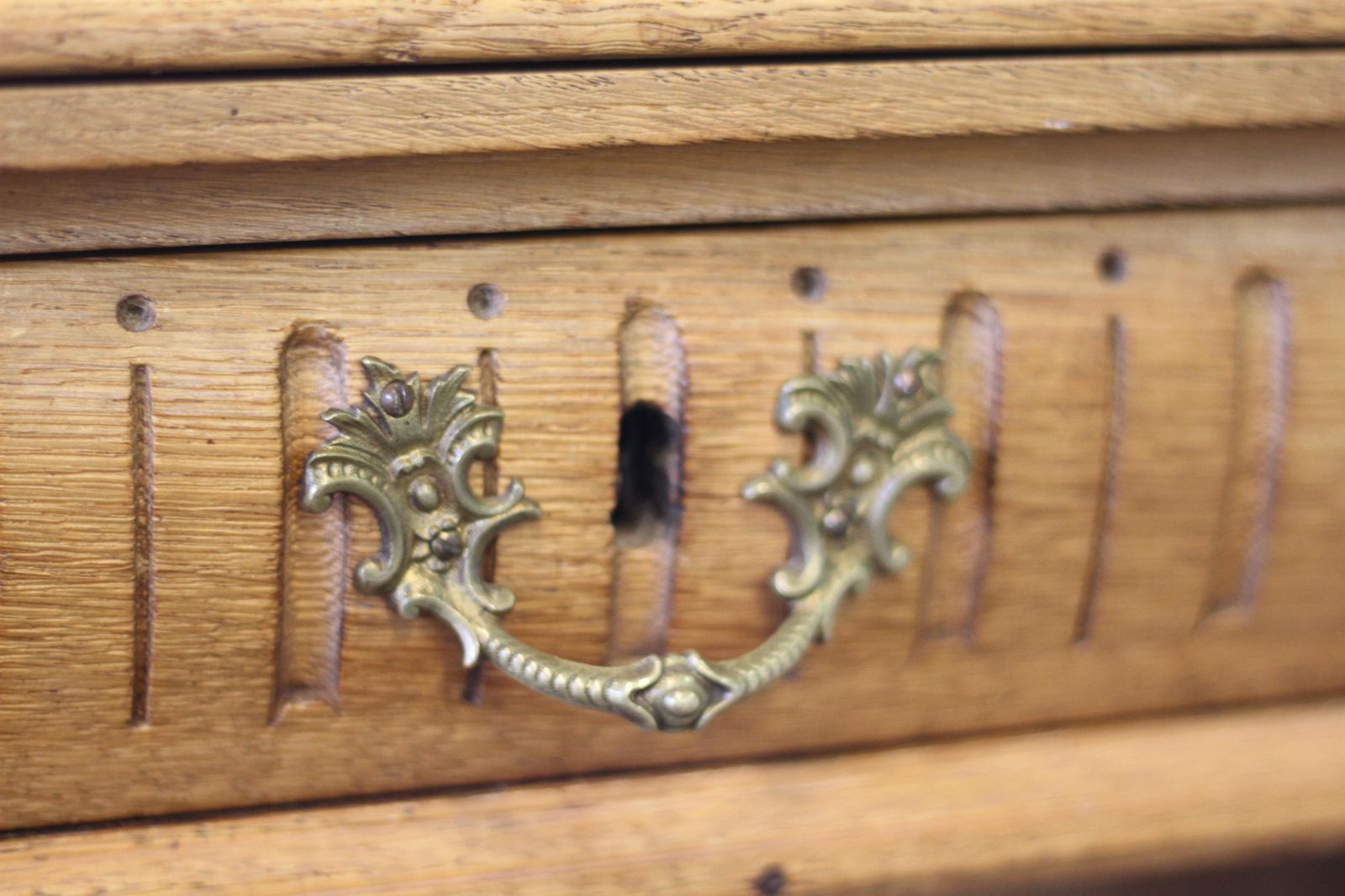 1863.0 Handcrafted 1960s Danish Oak Desk, Deep Patina, Sculptural Mid Century Design photo