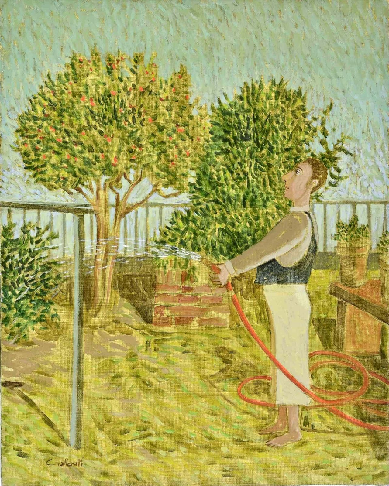Alberto Galleratithe Little Garden On Via Della Partita   Paint By Alberto Gallerati   1970s1970s