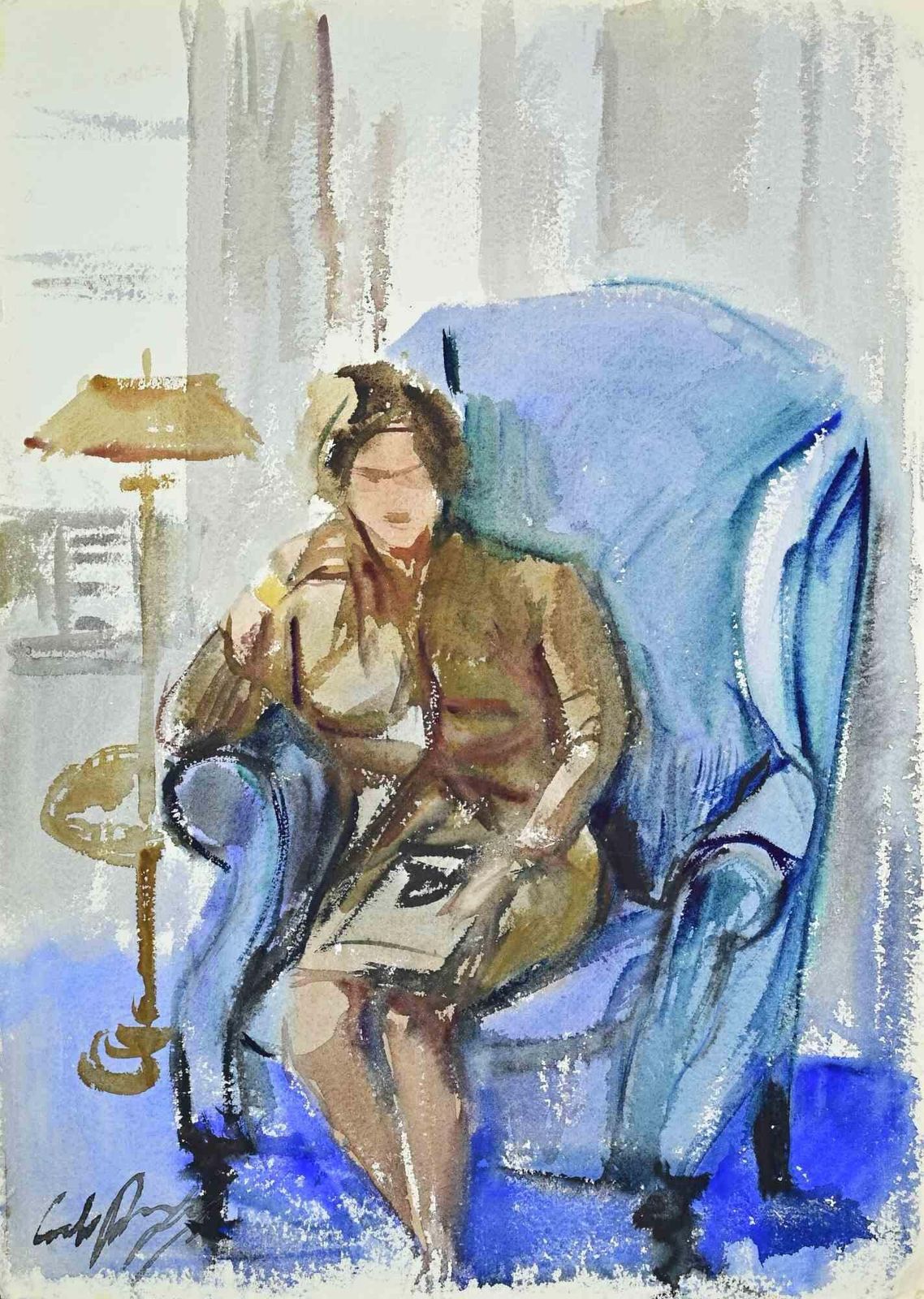 Carlo Ravagnanmy Wife In New York   Drawing By Carlo Ravagnan   19691969
