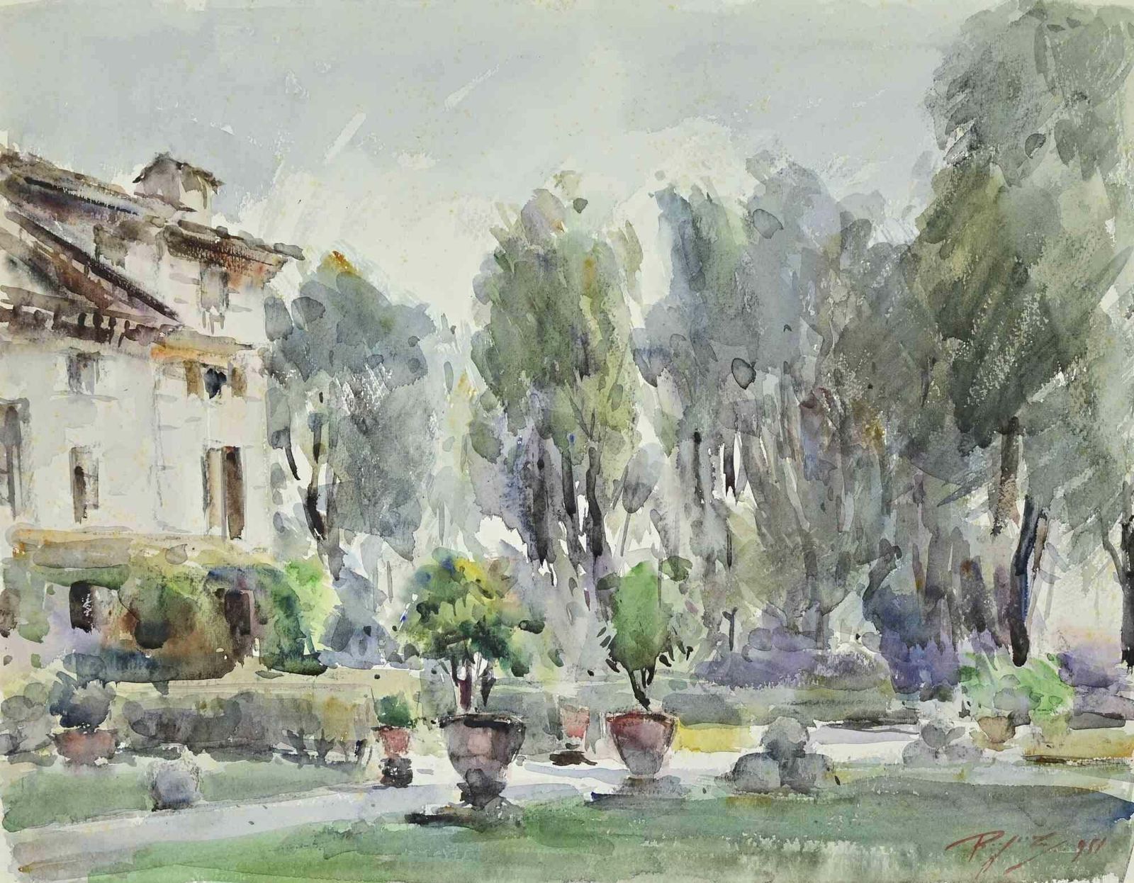 Carlo Ravagnanview Of Villa Strà Sul Brenta   Drawing By Carlo Ravagnan   19591959