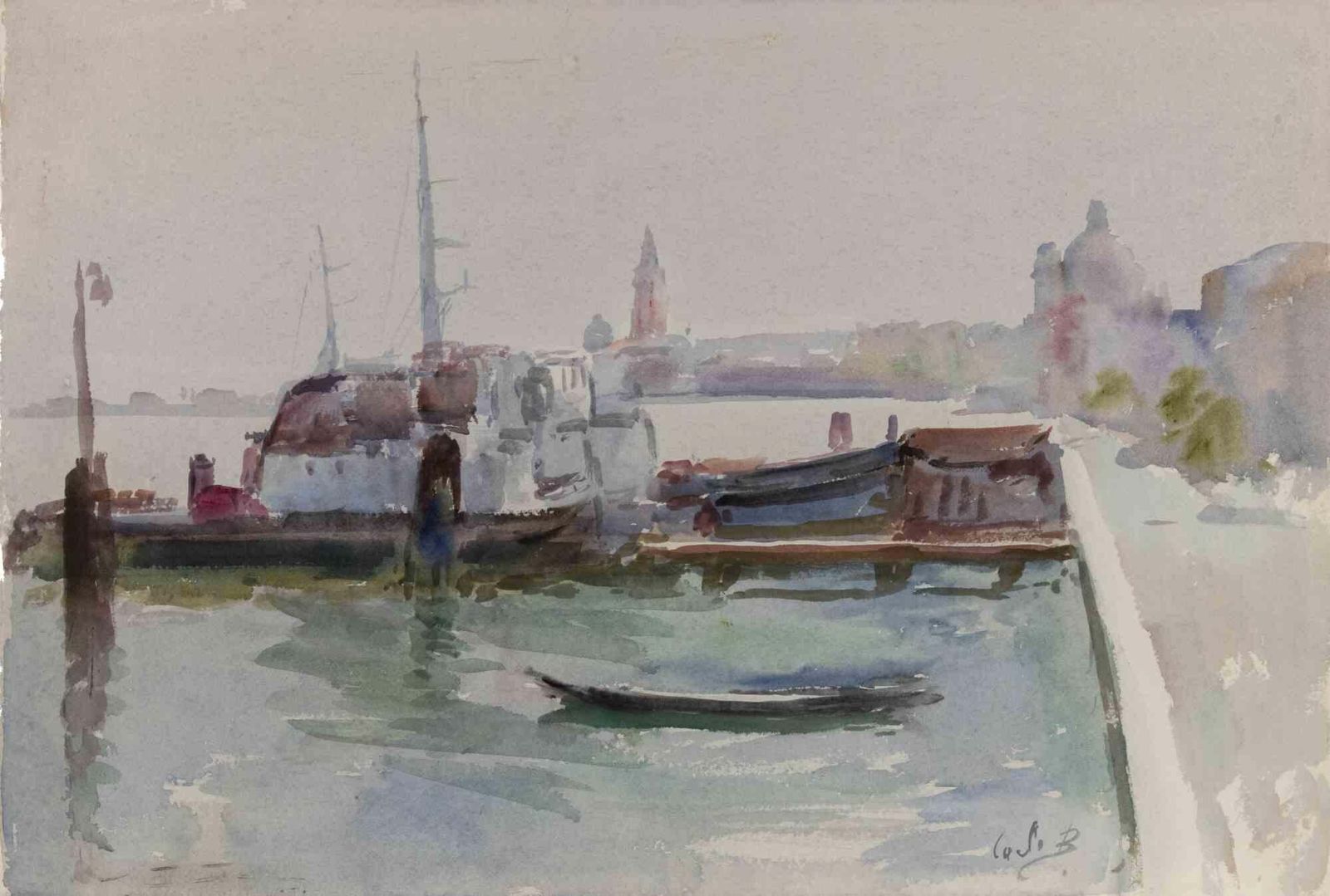 Carlo Ravagnanboats In Venice   Drawing By Carlo Ravagnan   19691969