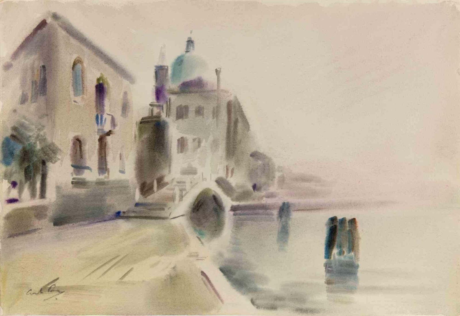 Carlo Ravagnanview Of Burano La Giudecca In Venice   Drawing By Carlo Ravagnan   19731973