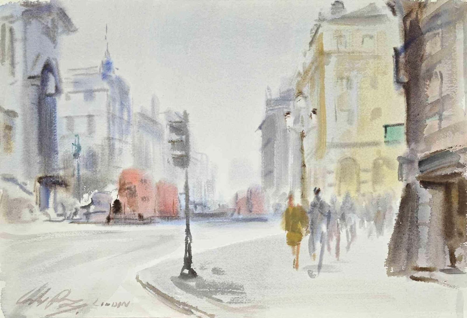 Carlo Ravagnanview Of Piccadilly In London   Drawing By Carlo Ravagnan   19751975