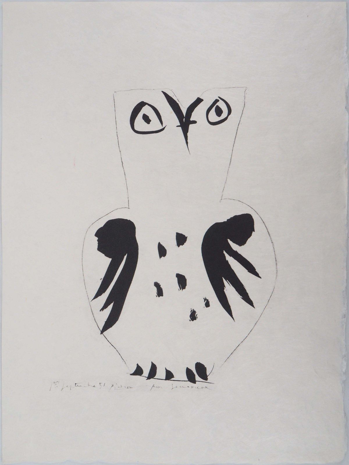 (After) Pablo Picassomadoura Ceramic : The Tall Owl   Lithograph Signed1974 photo furniture