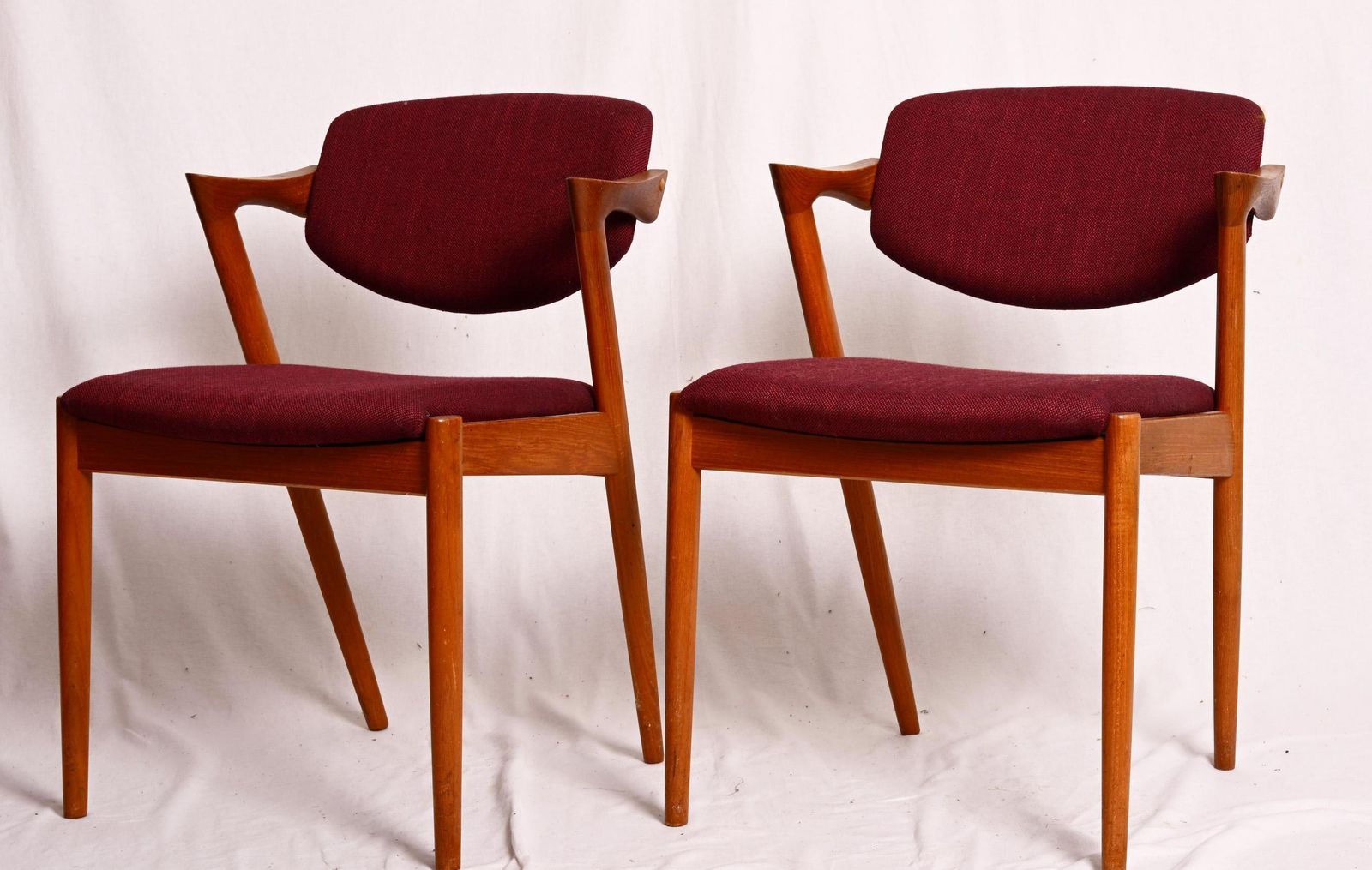 A Pair Of Teak Dining Chairs By Kai Kristiansen Model 42 photo 1765.0