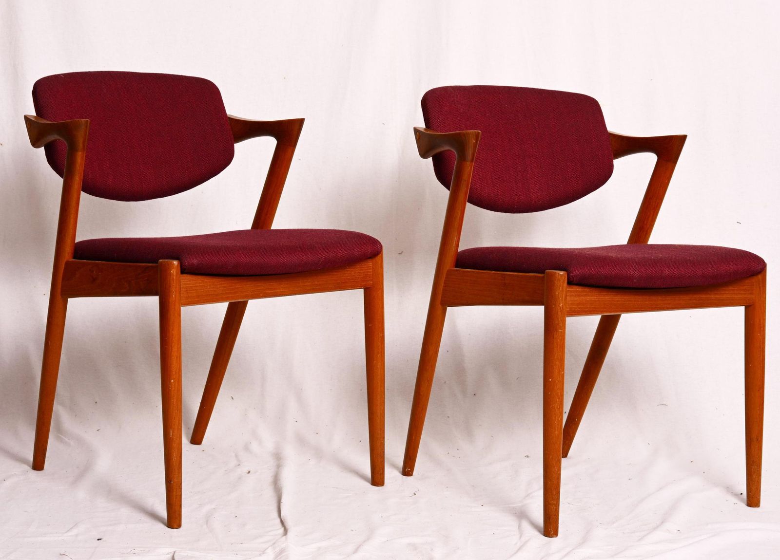 A Pair Of Teak Dining Chairs By Kai Kristiansen Model 42 photo vintage