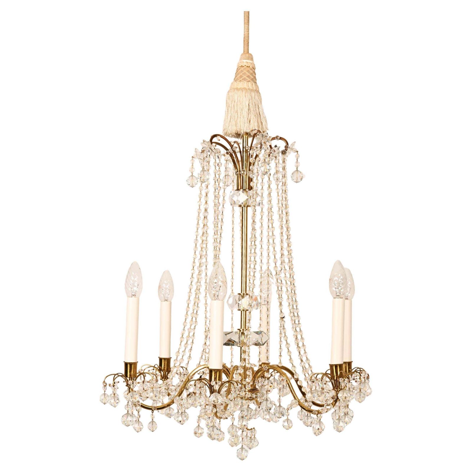 Brass Cat Crystal Chandelier By J.L Lobmeyr