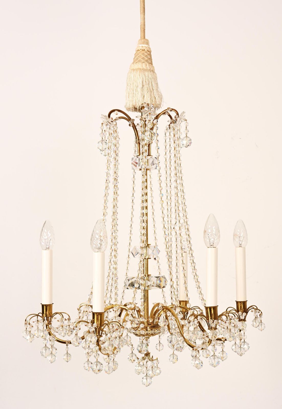 Brass Cat Crystal Chandelier By J.L Lobmeyr photo vintage