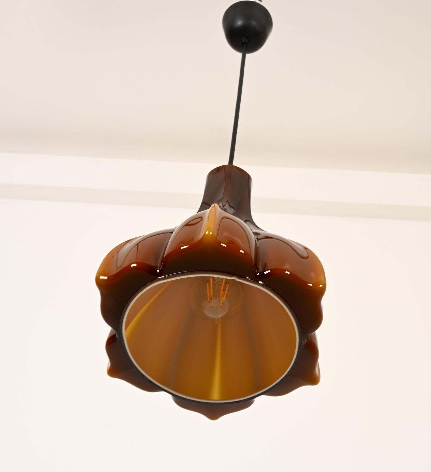Paill & Putzler Lotus Shaped Midcentury Glass Pendant photo Lighting
