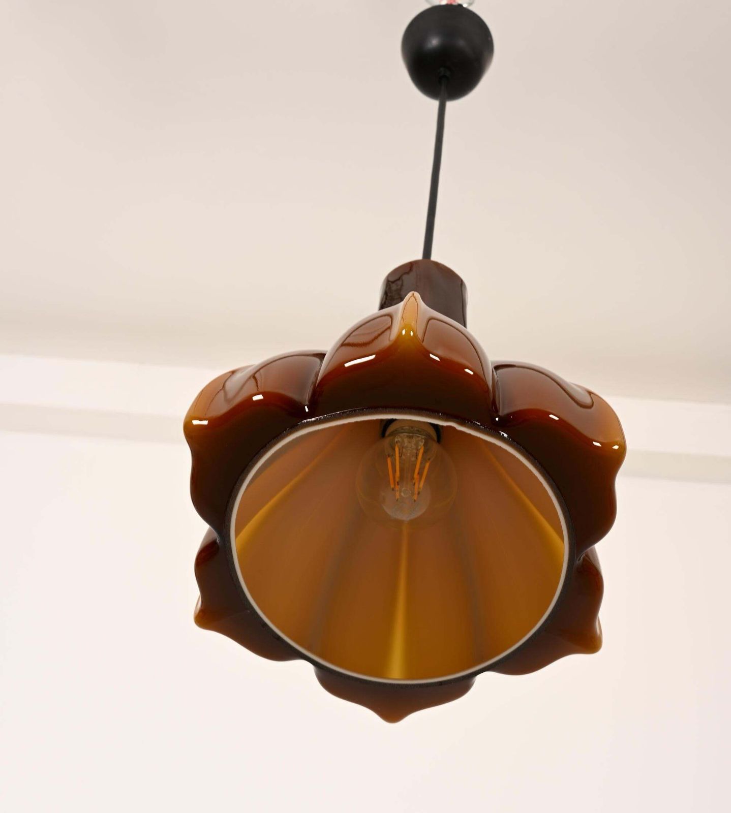 Paill & Putzler Lotus Shaped Midcentury Glass Pendant photo 636.0