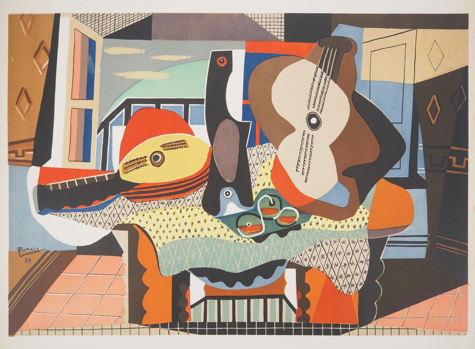 Pablo Picassomandolin And Guitar   Lithograph (Mourlot)1958