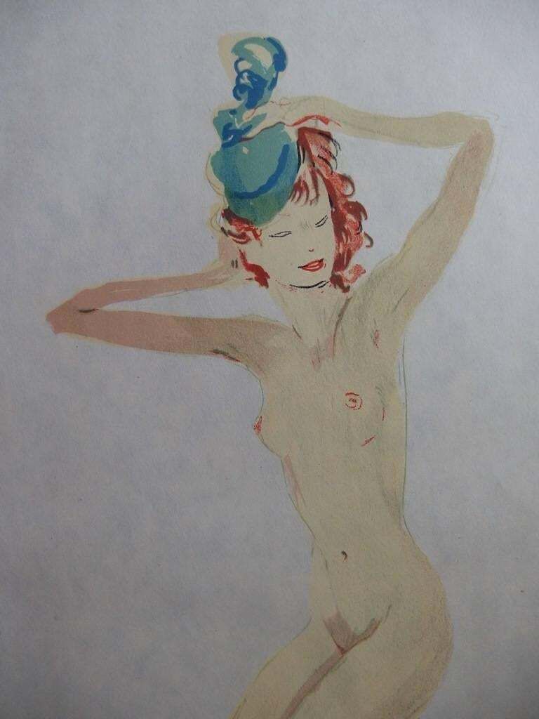 Jean Gabriel Domerguethe Hat : Dressed With Nothing   Original Signed Lithograph   Mourlot, 19561956 photo for sale