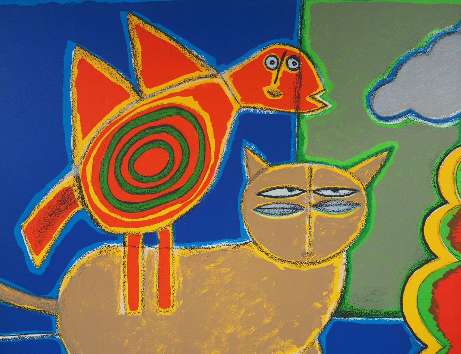 Corneillecat, Bird And Pink Woman   Original Handsigned Lithograph1994 photo 531.0