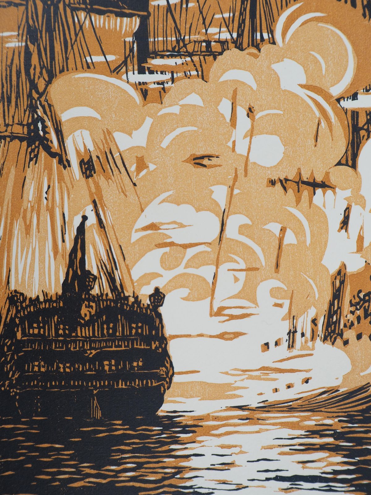 Daniel Girardnaval Combat : The Sailboats   Original Wooodcut, Handsigned And Numbered / 1601925 photo 217.0