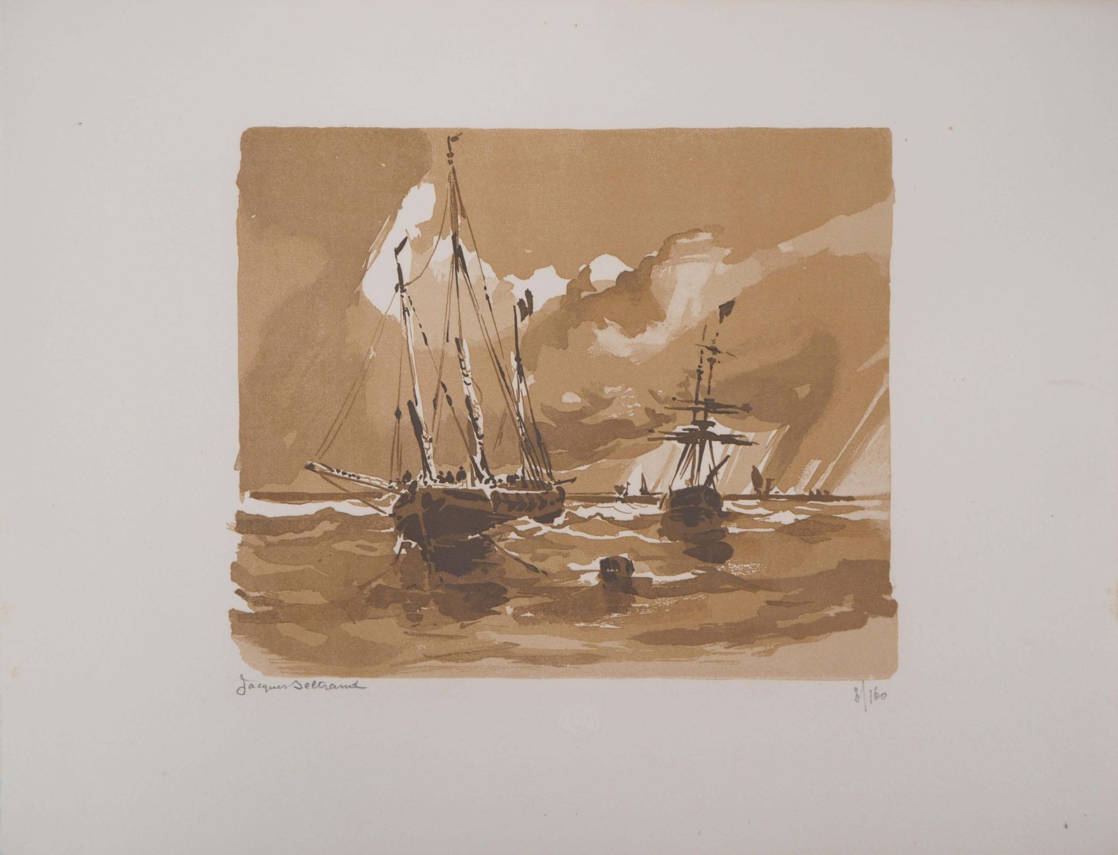 Camille Beltrandseascape : The Sailboats   Original Wooodcut, Handsigned & Numbered1926 photo furniture