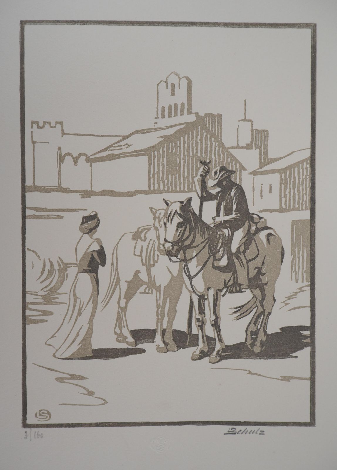 Léon Schulzhorseman  ; The Cowboy   Original Wooodcut, Handsigned And Numbered / 1601925