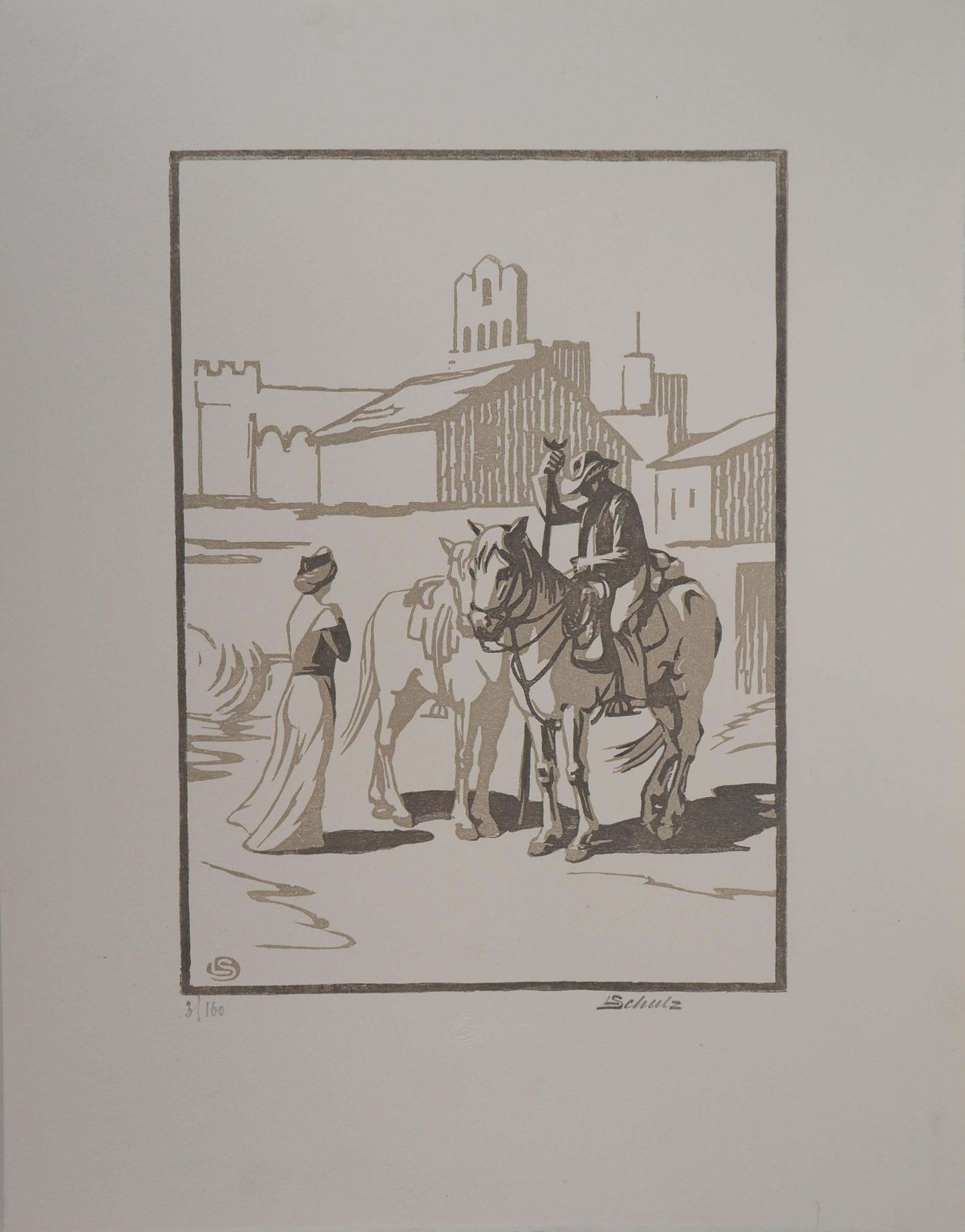 Léon Schulzhorseman  ; The Cowboy   Original Wooodcut, Handsigned And Numbered / 1601925 photo furniture