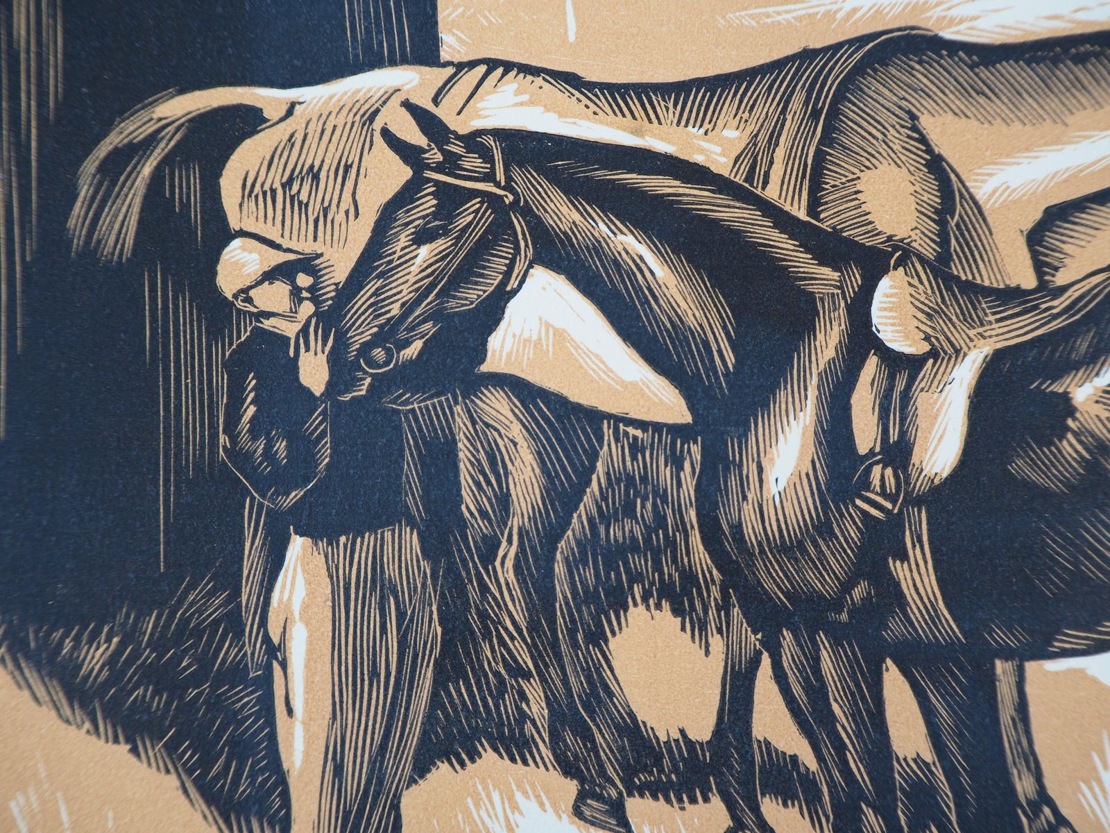 Gérard Cochethorses Before The Race (Weighing   Original Wooodcut, Handsigned & Numbered /1601926 photo Art