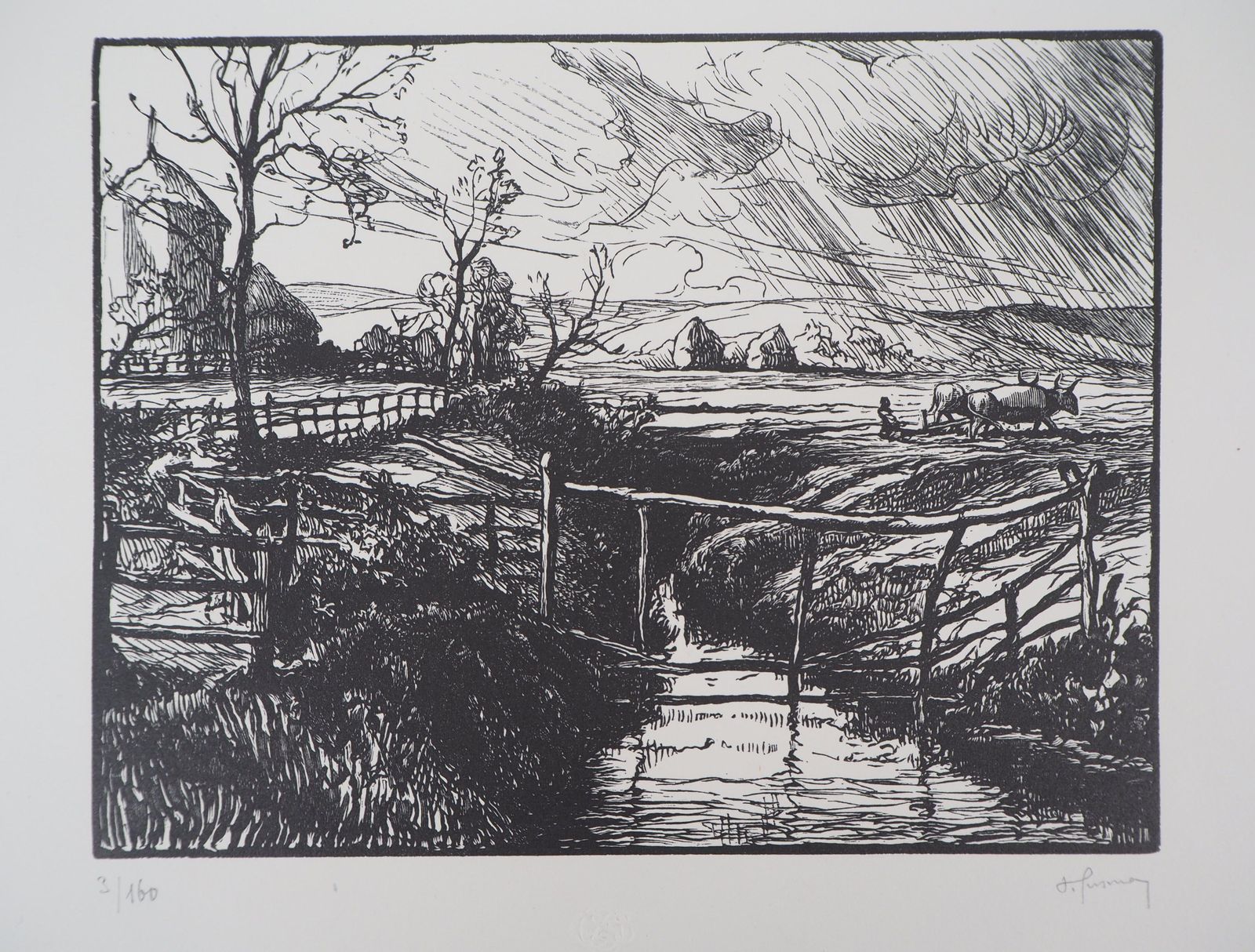 Pierre Gusmanitaly : Countryside Near Rome   Original Wooodcut, Handsigned1929