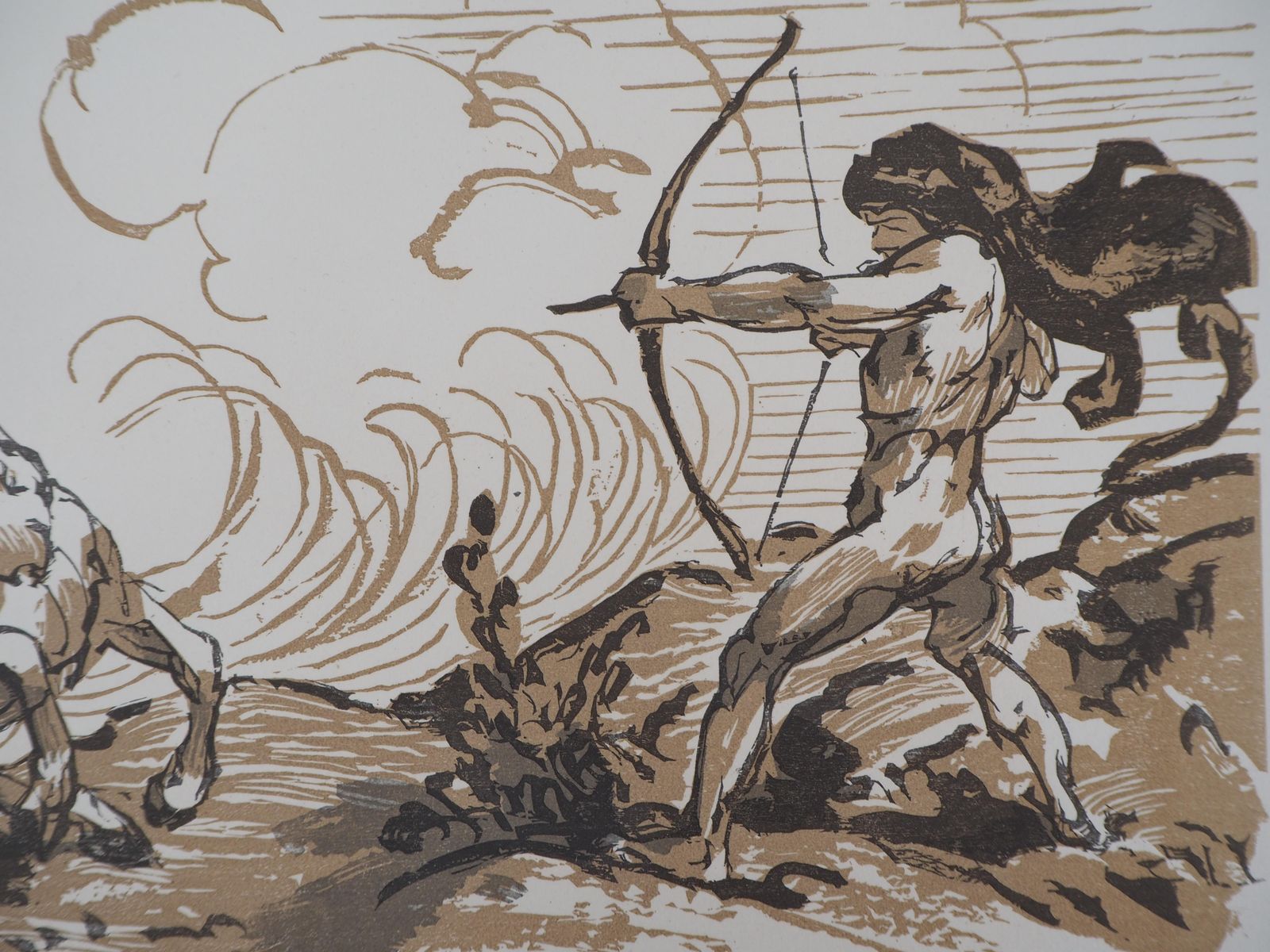 Jules Chadelmythology : Fight With A Centaur   Original Wooodcut, Handsigned & Numbered1929 photo Art