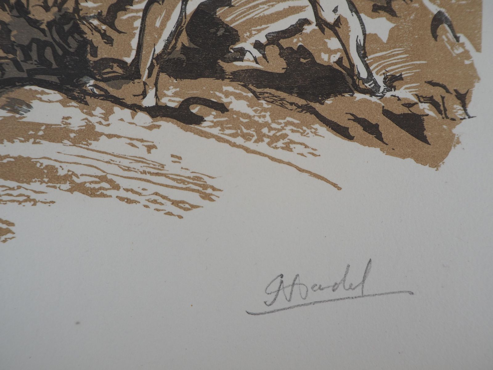 Jules Chadelmythology : Fight With A Centaur   Original Wooodcut, Handsigned & Numbered1929 photo vinterior