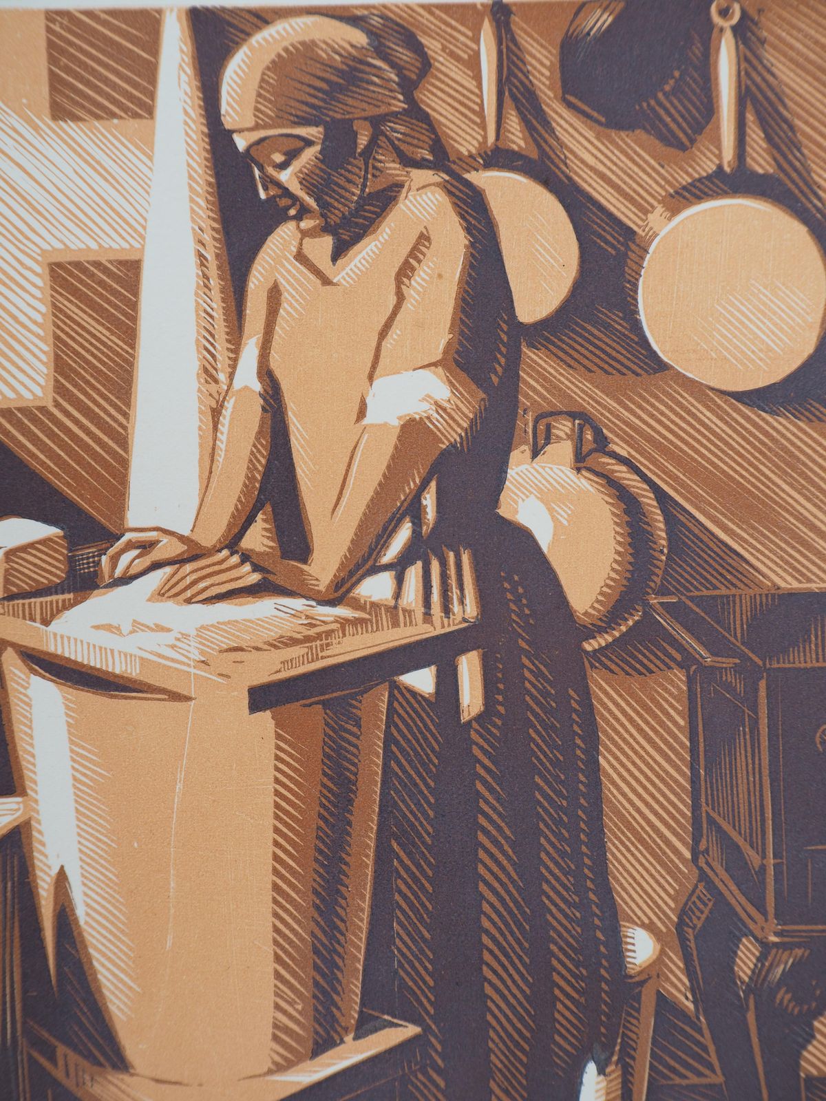 André Deslignieres Old Trades : Laundress   Original Wooodcut, Handsigned & Numbered /1601926 photo for sale