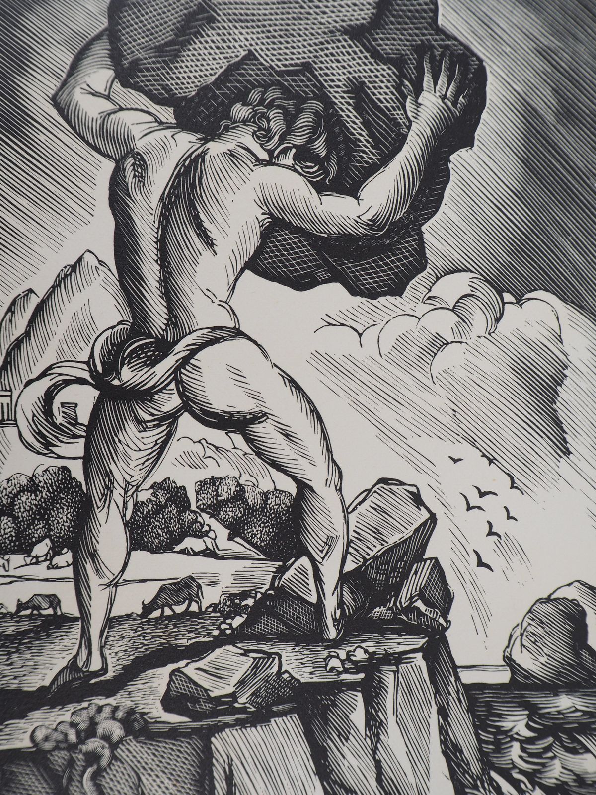 Daniel Girard Cyclop Polyphene And Ulysses   Original Wooodcut, Handsigned And Numbered / 1601925 photo for sale
