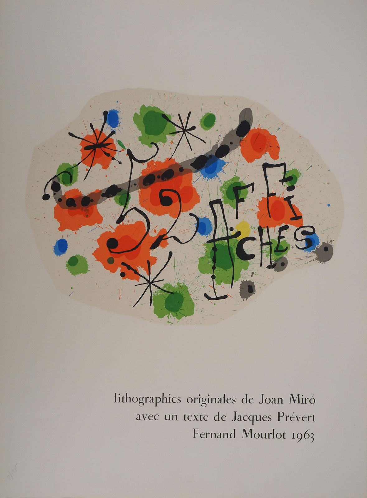 Joan Miróred Composition, Preface To 52 Affiches   Original Lithograph (Cramer #84)1963 photo furniture