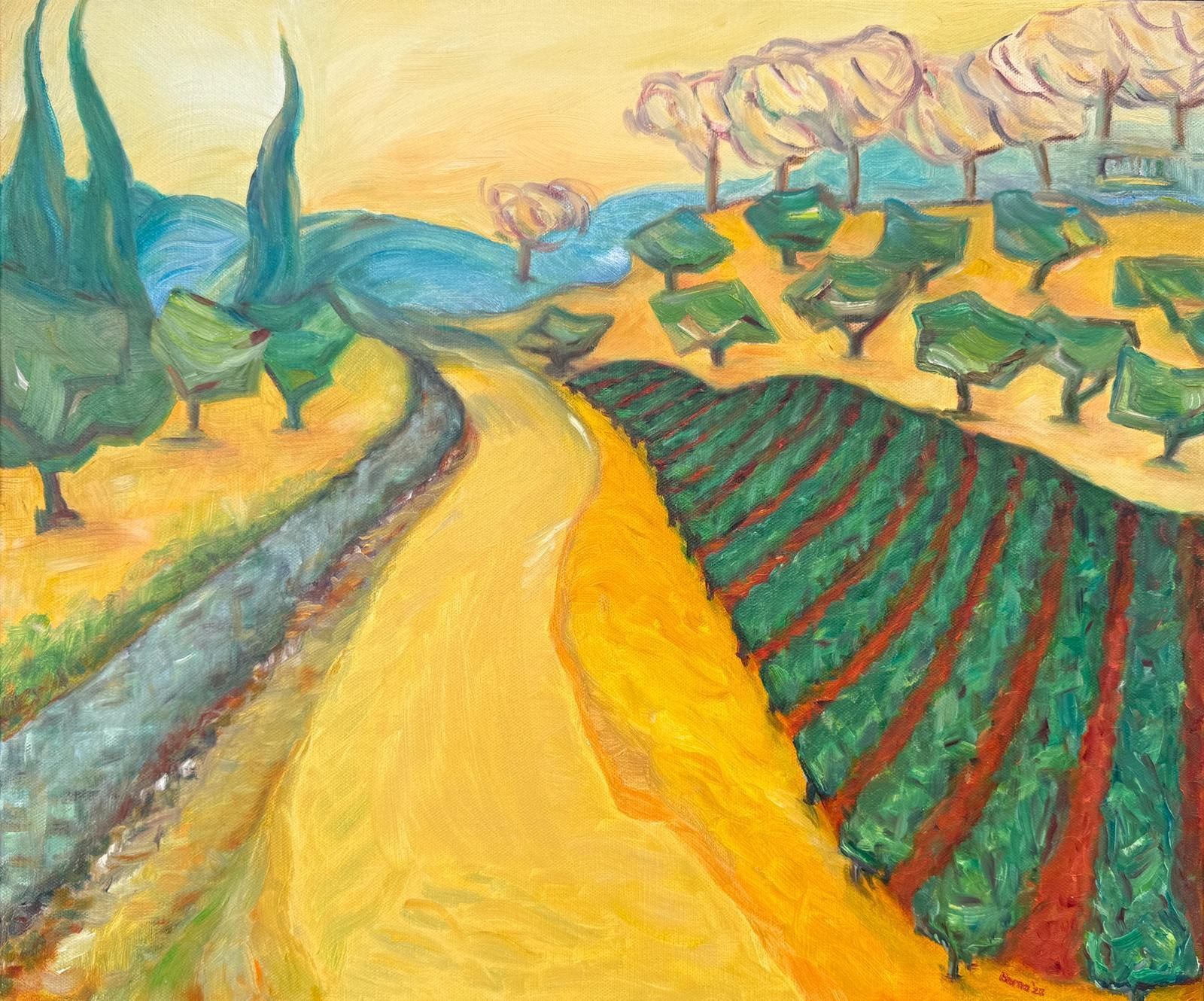 Bernadette Van Baarsen Contemporary Provençal Landscape. 'Randonneur'.2023 photo furniture